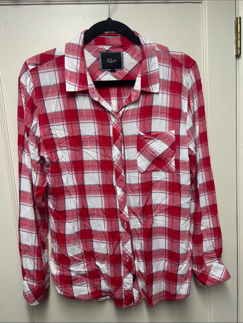 Rails Red and White Plaid Blouse sz M